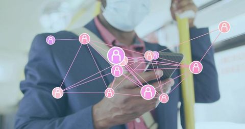 Commuter Using Smartphone for Connectivity While Traveling