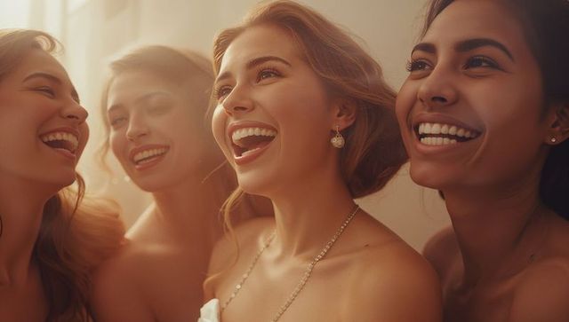 Joyful Bride and Bridesmaids Celebrating Friendship