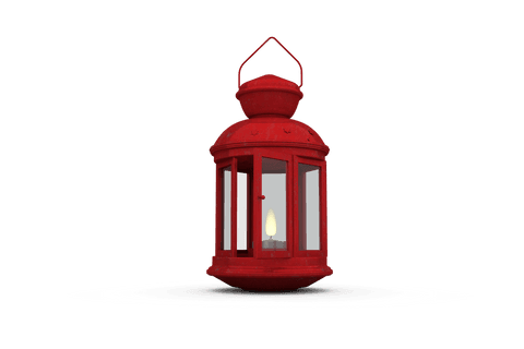 Transparent Red Lantern with Soft Flickering Flame