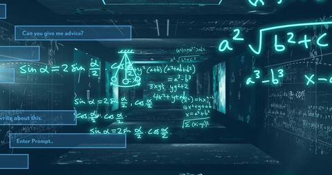 AI Text and Mathematical Data Processing in Digital Space - Download Free Stock Images Pikwizard.com