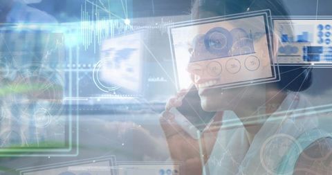 Businesswoman Navigating Digital Data Economy on Smartphone