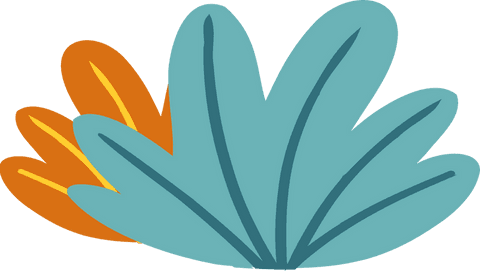 Transparent teal and orange botanical foliage