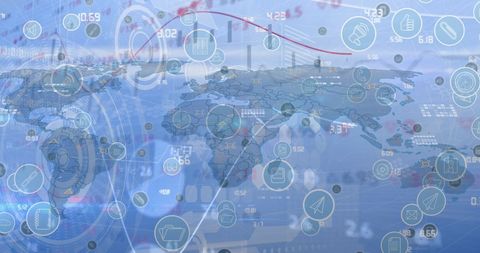 Digital Data Processing and Global Business Interface Overlay - Download Free Stock Images Pikwizard.com