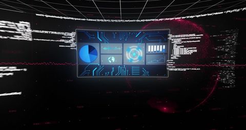 Digital interface displays graphs and global data network