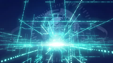 Digital Global Network Interface Animation with Futuristic Connections