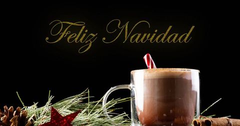 Festive Christmas Hot Chocolate with Feliz Navidad Message