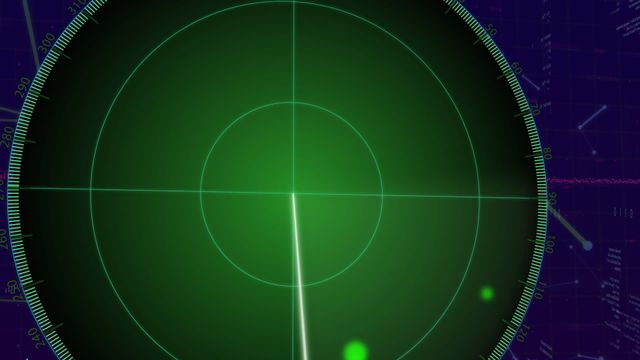 Detailed illustration of a green radar scanner display featuring digital interface elements. Scanner line moves over the circular display, signaling detected objects. Ideal for use in technology, security, navigation, and surveillance related content. Can also enhance modern and futuristic design projects.