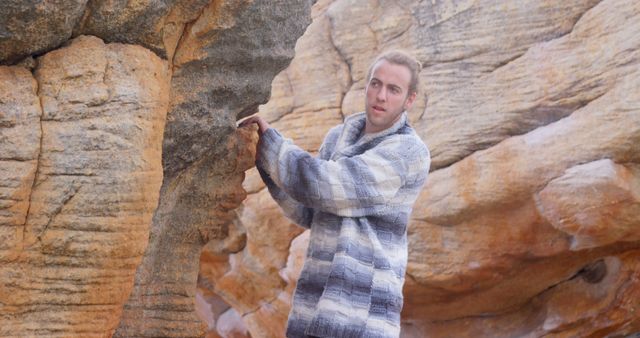 Young Man Rock Climbing in Nature Canyon - Download Free Stock Images Pikwizard.com