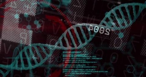 Futuristic biotechnology concept with dna and digital code