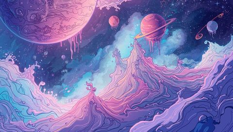 Psychedelic Pastel Mountain Waves in Cosmic Landscape
