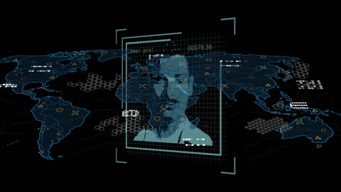 Global Data Processing Technology Interface With World Map