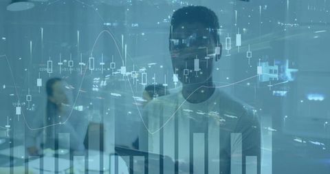 business people analyzing financial data with futuristic hologram display - Download Free Stock Images Pikwizard.com