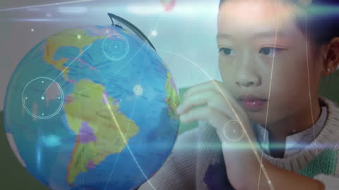Asian Student Exploring Innovative Global Connectivity in Classroom