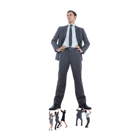 transparent powerful businessman standing tall supported by small team - Download Free Stock Videos Pikwizard.com