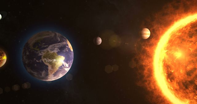 Solar system with sun and planets in space - Download Free Stock Photos Pikwizard.com