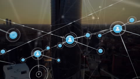 Digital Network Illustrated Over Modern Cityscape