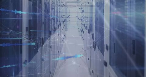 Digital Data Processing in Server Room with Virtual Interface - Download Free Stock Images Pikwizard.com