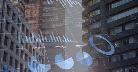 Financial Graphs Superimposed on Cityscape Representing Global Economy - Download Free Stock Images Pikwizard.com
