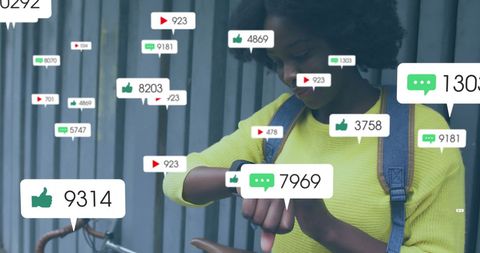 African American Woman Tracking Social Media Engagement on Smartwatch - Download Free Stock Images Pikwizard.com