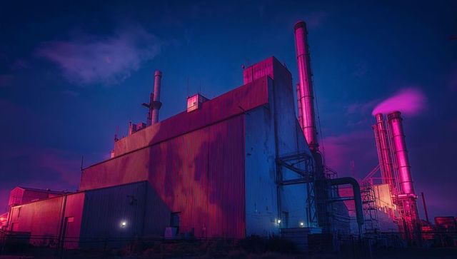 Industrial plant illuminated in dusk scooria
