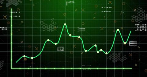 Line Graph Illustrating Data Trend on Green Digital Background - Download Free Stock Images Pikwizard.com