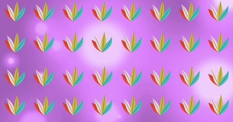 Abstract floral pattern with vibrant colors on purple background