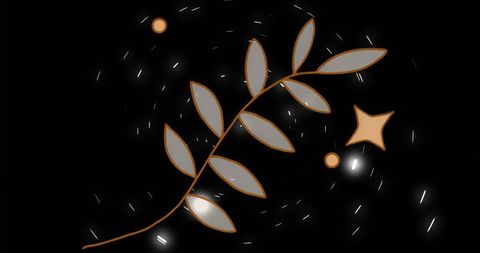 Ethereal Cosmic Branch with Luminous Leaves and Star