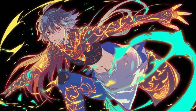 Dynamic anime warrior channeling magic energy