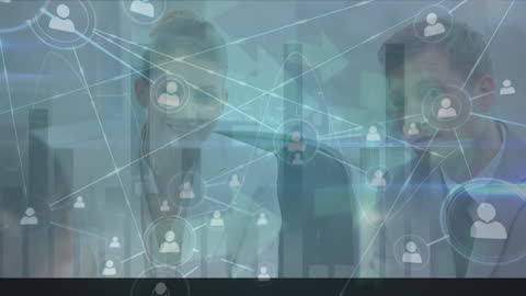 Digital Network with Business Professionals Collaborating