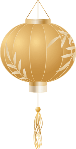 Golden decorative lantern on transparent background