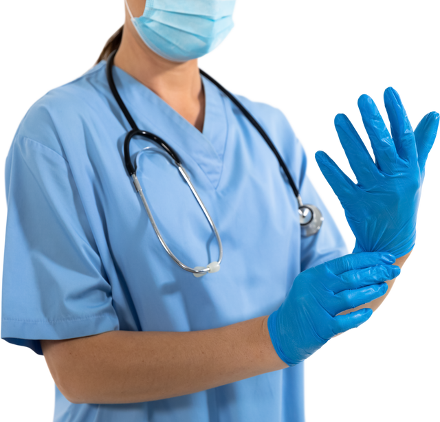 Transparent Healthcare Professional Wearing Gloves and Mask with Stethoscope - Download Free Stock Videos Pikwizard.com