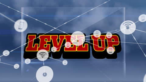 Level Up Concept with Digital Network Overlay