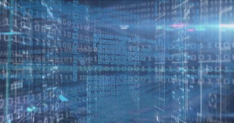 Digital Binary Code and Data Flow on Blue Tech Background - Download Free Stock Images Pikwizard.com