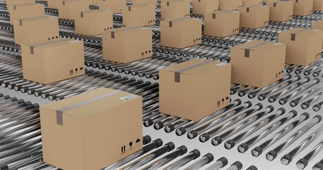 Cardboard Boxes on Conveyor Belt: Shipping and logistics - Download Free Stock Images Pikwizard.com