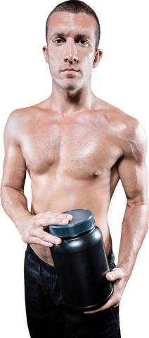 confident shirtless man holding nutritional supplement transparent - Download Free Stock Videos Pikwizard.com