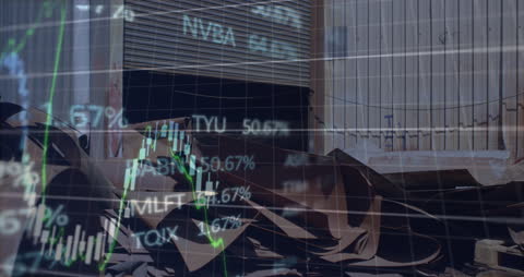 Global Business Interface Overlaid Rubbish Dump Animation