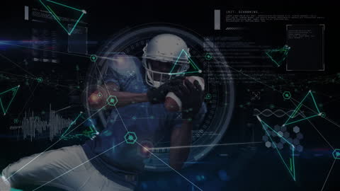 Futuristic Technology Data Overlay on Football Player