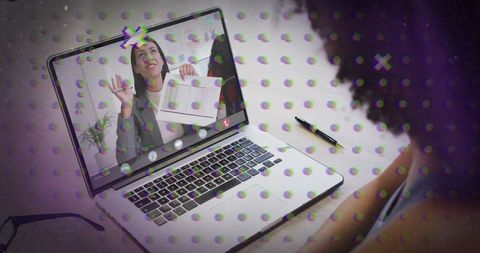 Virtual Meeting View: Remote Office Collaboration Footer with Video Call