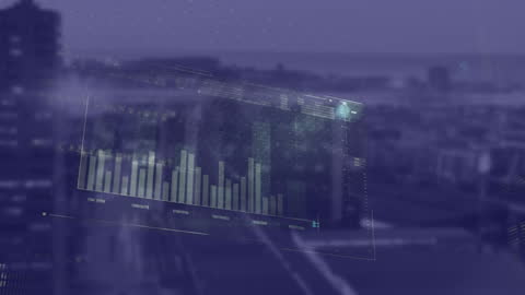 Futuristic Data Analytics Interface in Urban Landscape