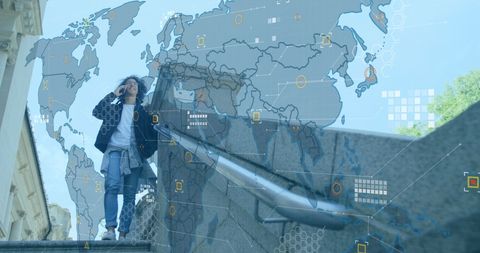 Global Connectivity Concept with Businessman on Phone