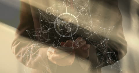 Businessman Utilizing Global Network Technology Interface