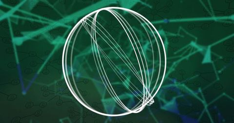 Glowing wireframe sphere in network abstract visualization