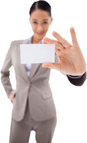 businesswoman holding transparent blank business card on white background - Download Free Stock Videos Pikwizard.com