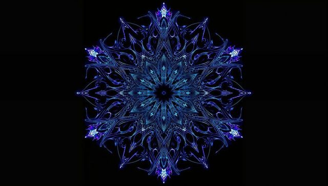 Radiant neon blue geometric mandala pattern