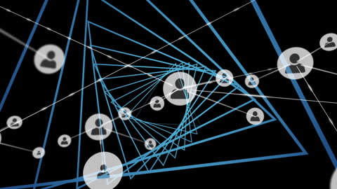 Abstract Digital Network Spirals with Connection Icons