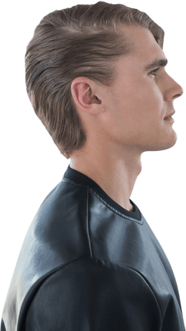Transparent Side Profile of a Thoughtful Young Man in Leather Jacket