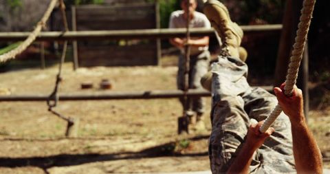Military Training Obstacle Course with Rope Climb Challenge - Download Free Stock Images Pikwizard.com