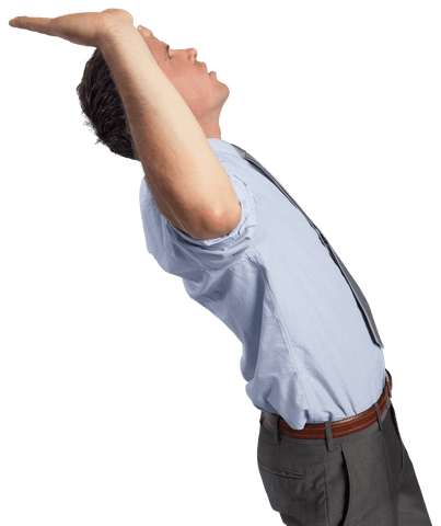 Businessman rejoicing with hands raised transparent background