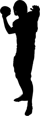 Transparent american football player in dynamic quarterback stance