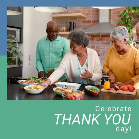 Joyful Seniors Preparing Meal for Thank You Celebration - Download Free Stock Templates Pikwizard.com